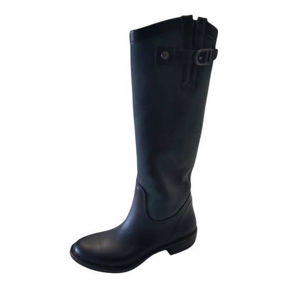 ,DUO BOOT. BLACK & GREY LEATHER Knee-High  HEAVY DUTY Rain Boots, Size 7.5  NEW - Picture 9 of 16